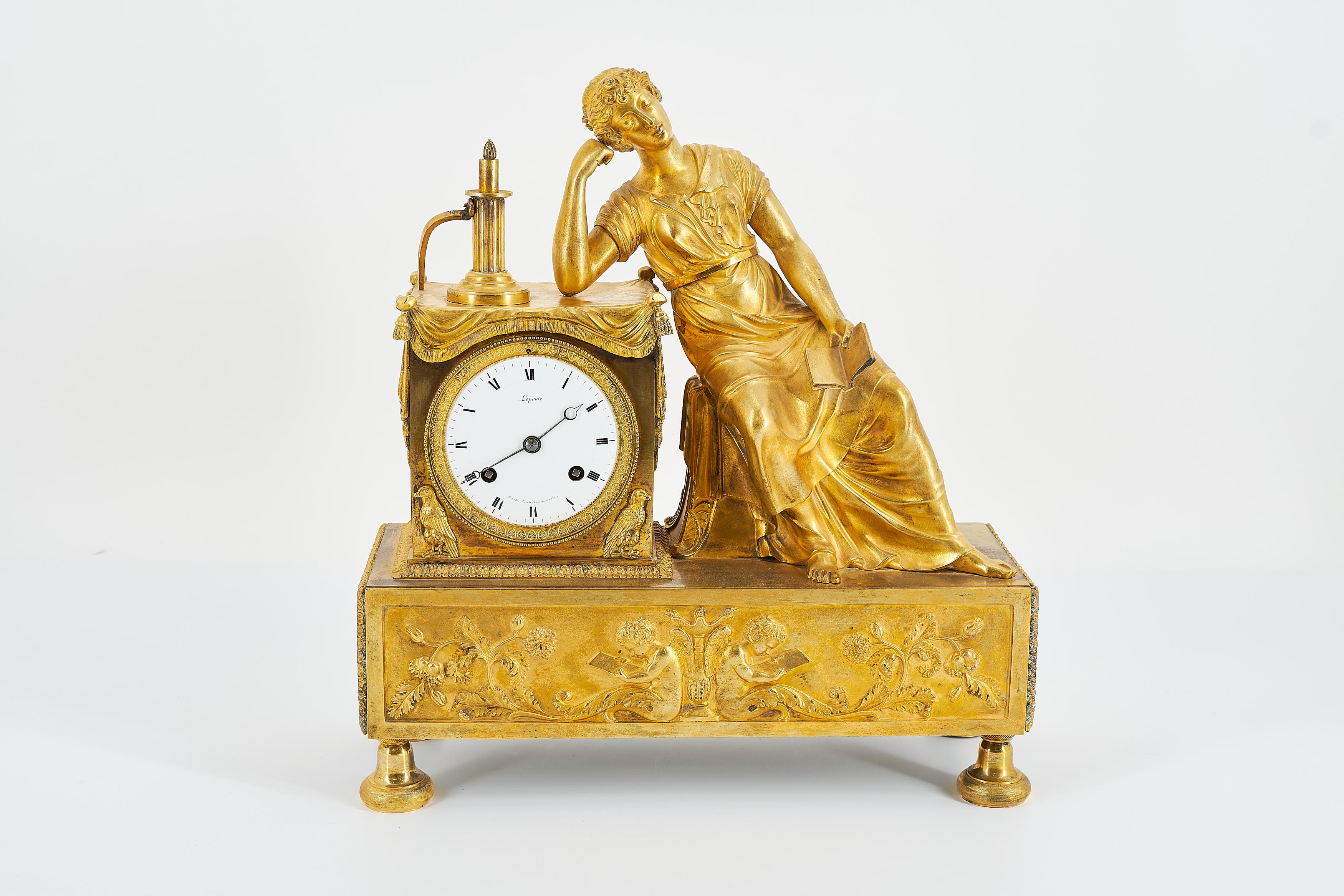 Empire pendulum clock with sleeping lady - Image 2 of 5