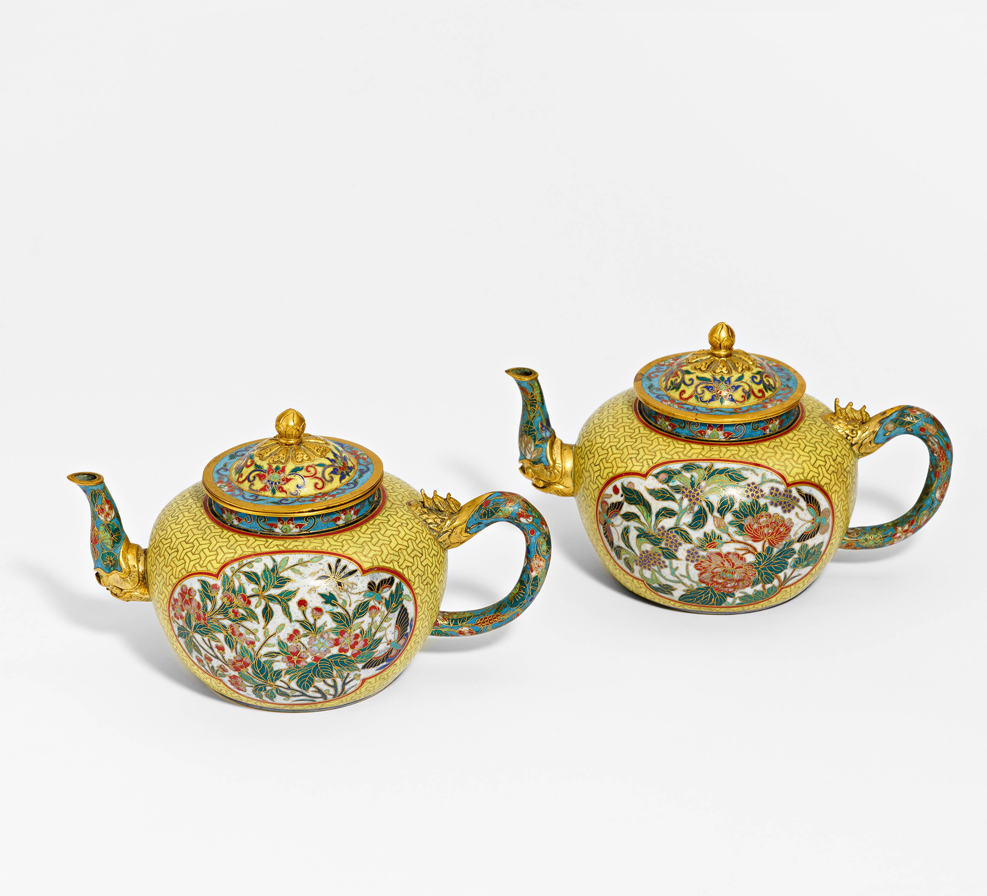 Pair of small Cloisonné Tea Pots
