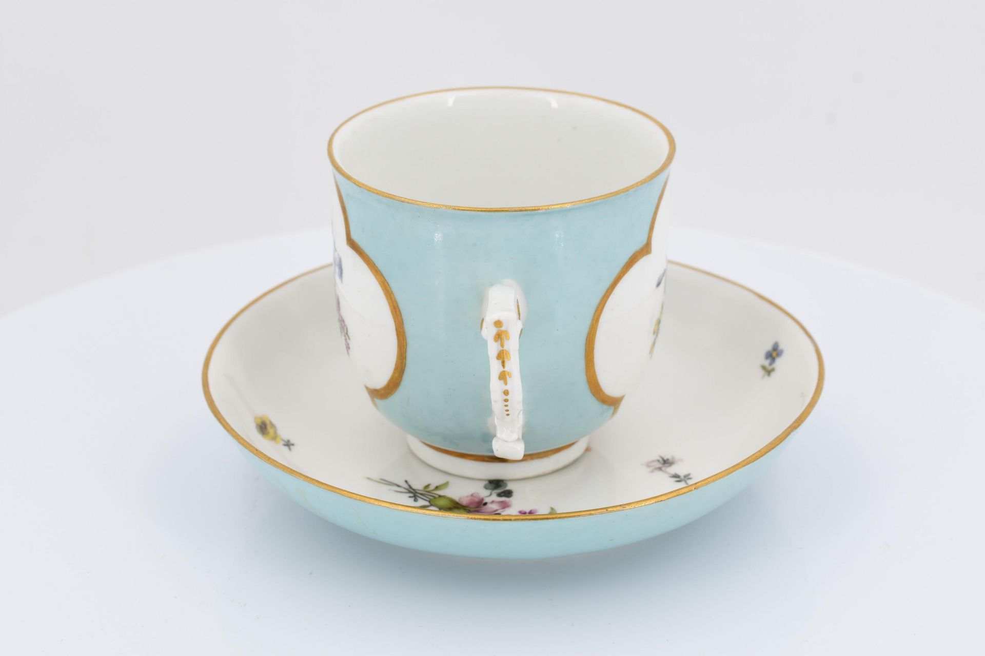 Cup and saucer with blue fond - Image 5 of 7