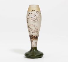 VASE WITH AUTUMNAL BIRCH FOREST IN THE RAIN