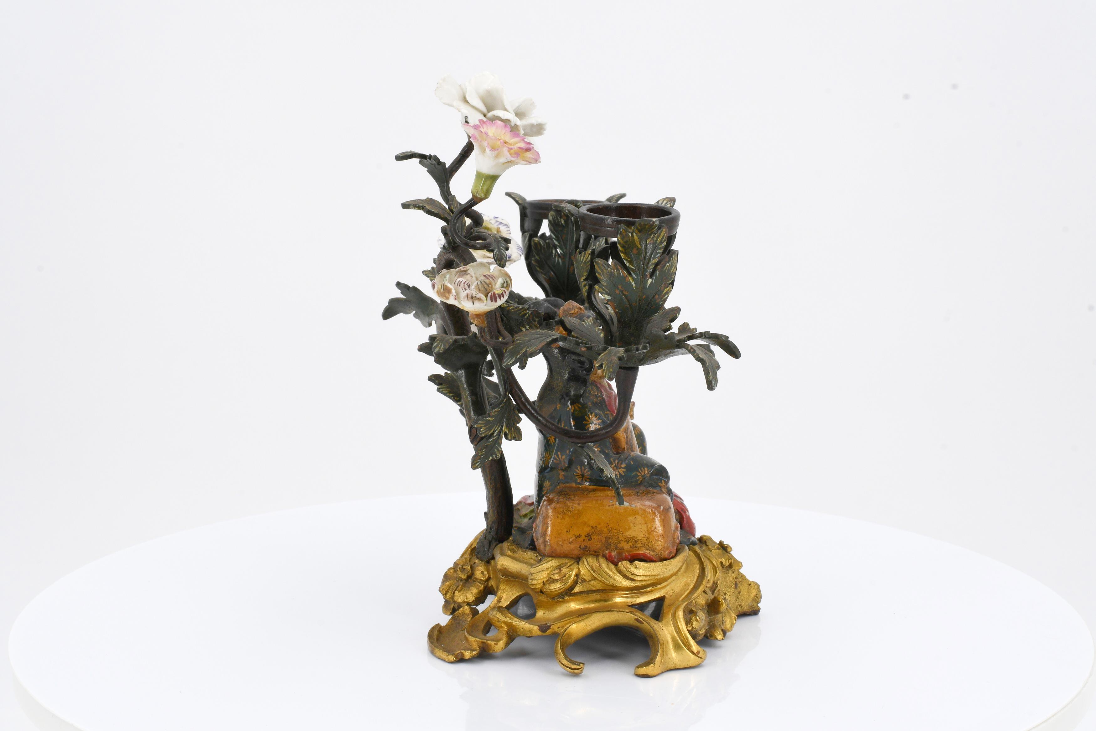 Pair of candelabra with Chinese figurines - Image 9 of 11