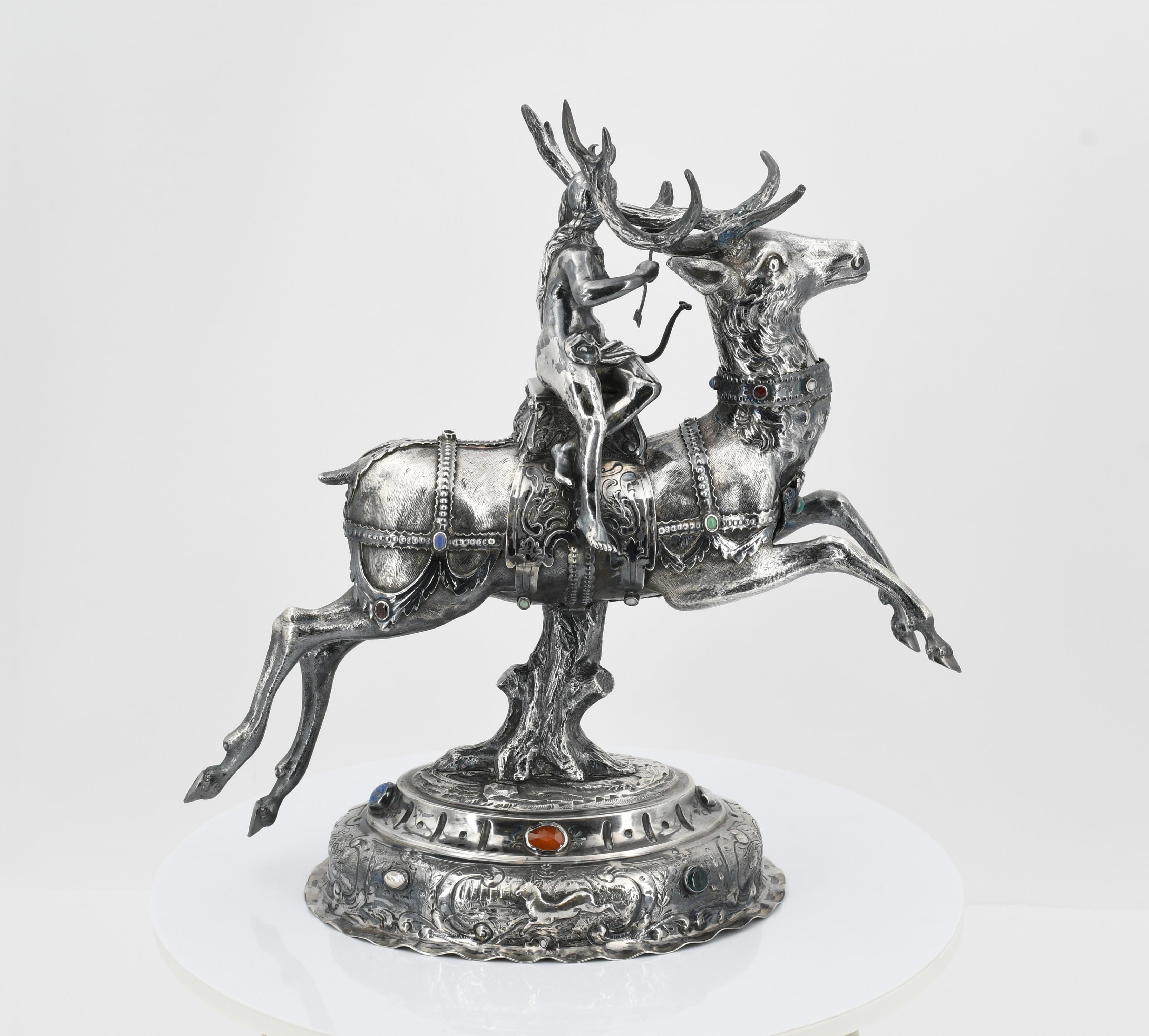 Magnificent Historicism Centerpiece with Diana on Stag - Image 4 of 6