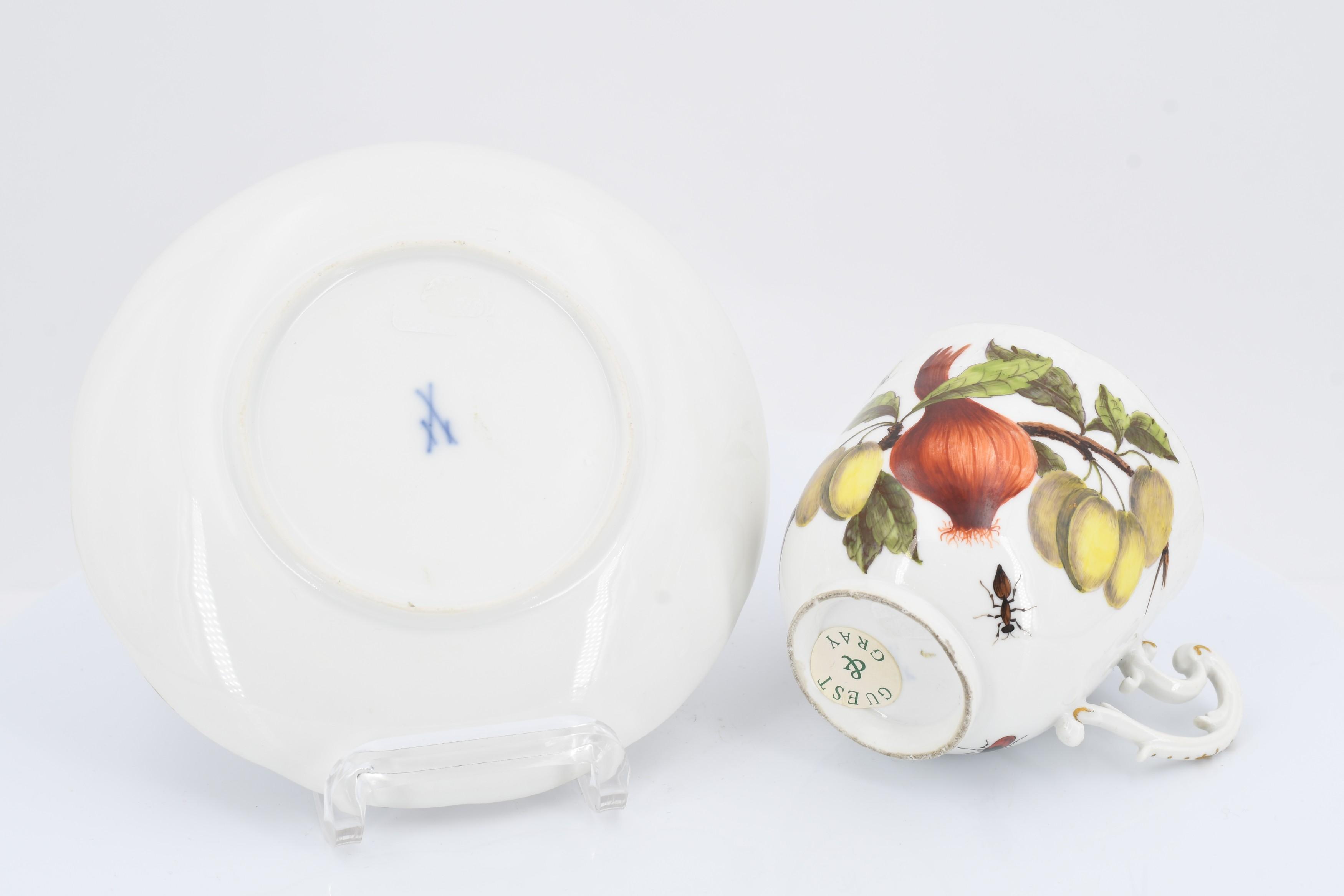 Cup and saucer with fruits and insects - Image 7 of 7