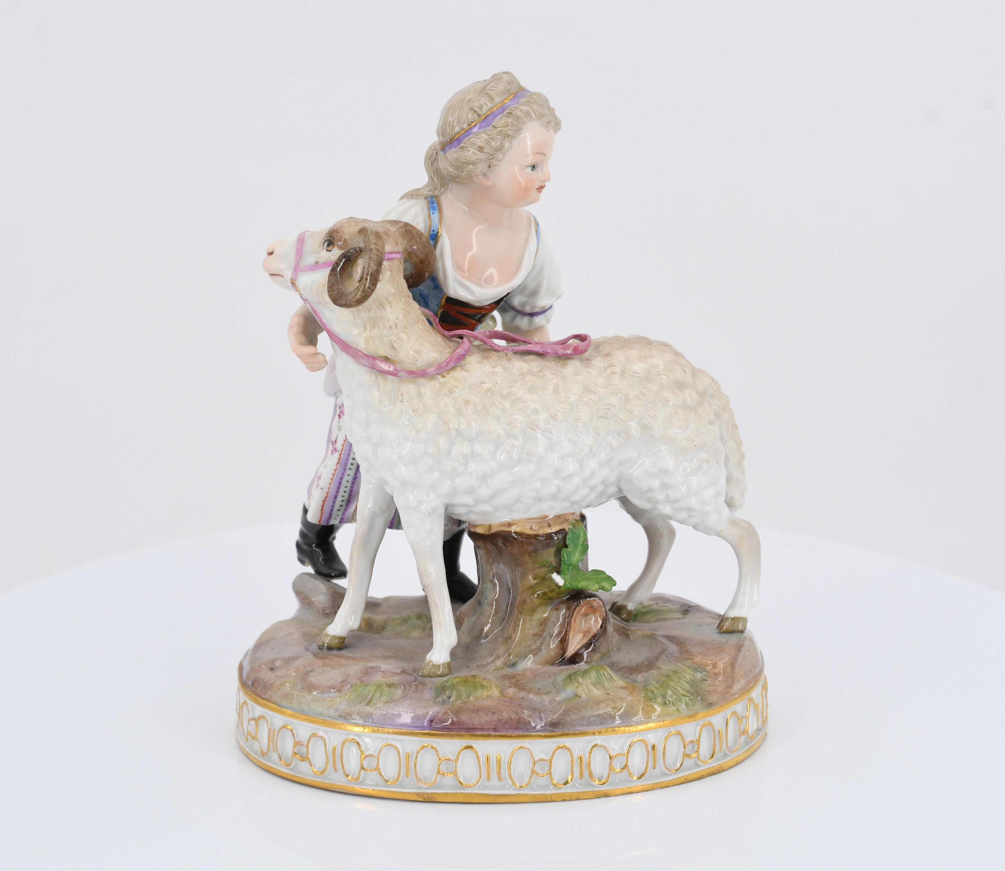 Girl with billy goat and girl with sheep - Image 2 of 11