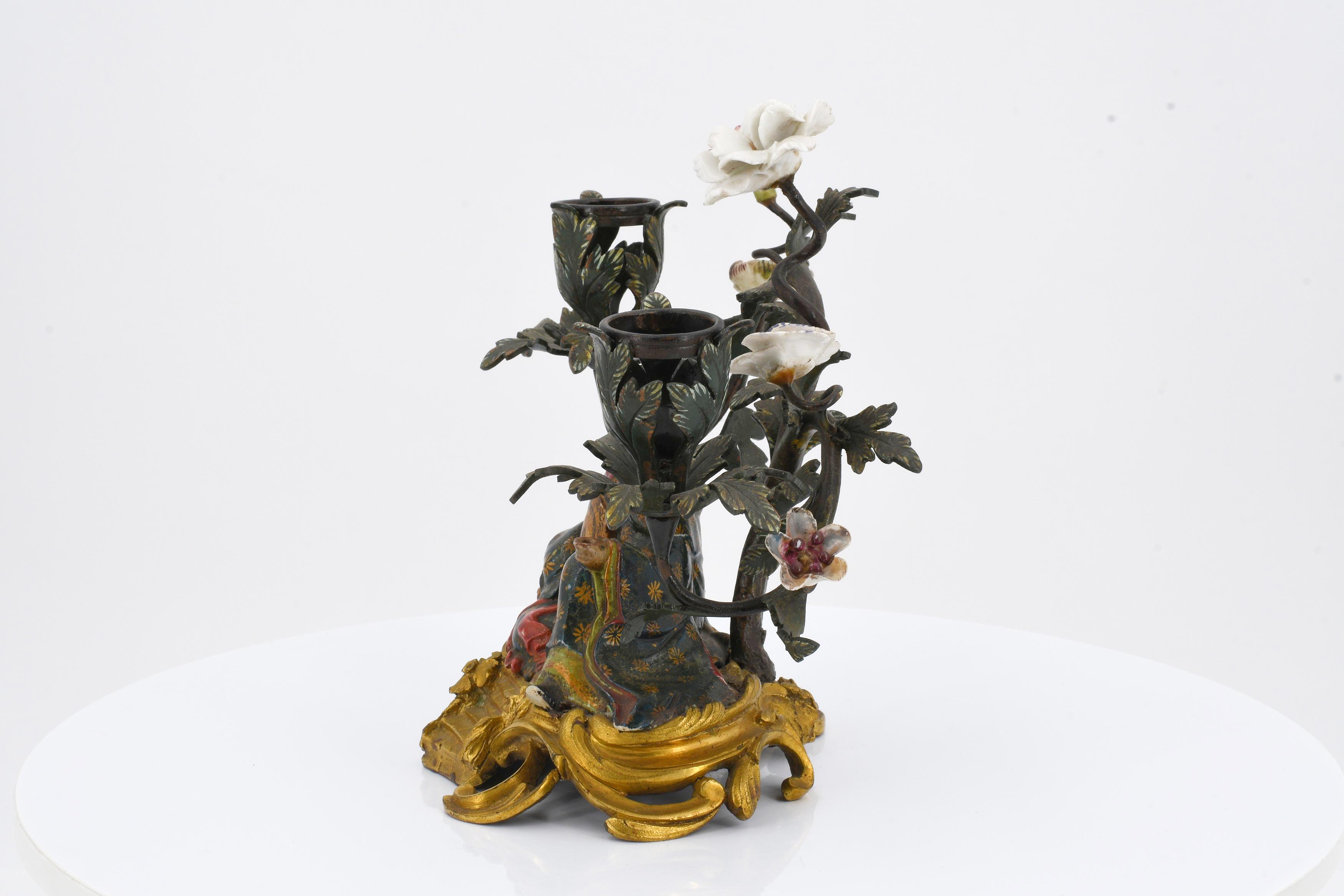 Pair of candelabra with Chinese figurines - Image 7 of 11