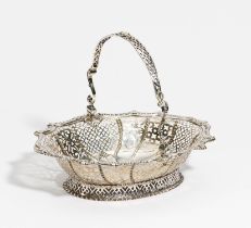 George III basket with finely open-worked sides and handle