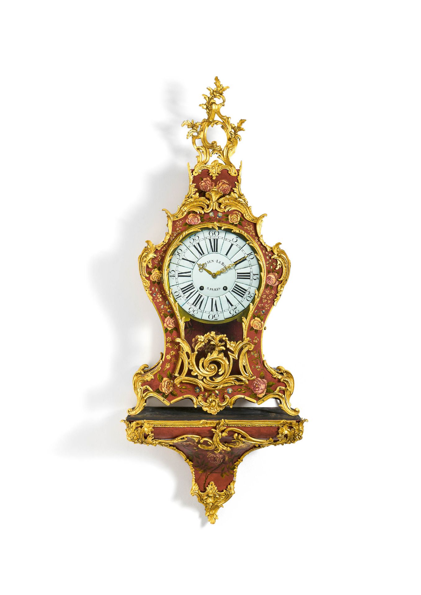 Pendule auf Konsole mit floralem Dekor Louis XV