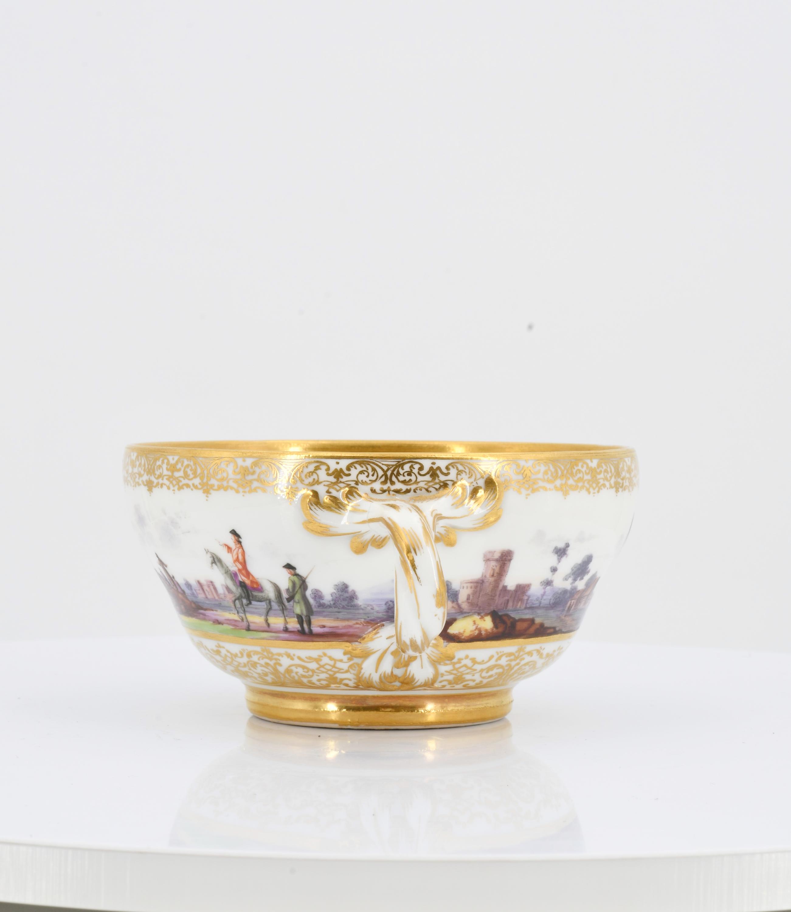 Small Double-Handled Tureen and saucer with Landscape paintings - Image 9 of 11