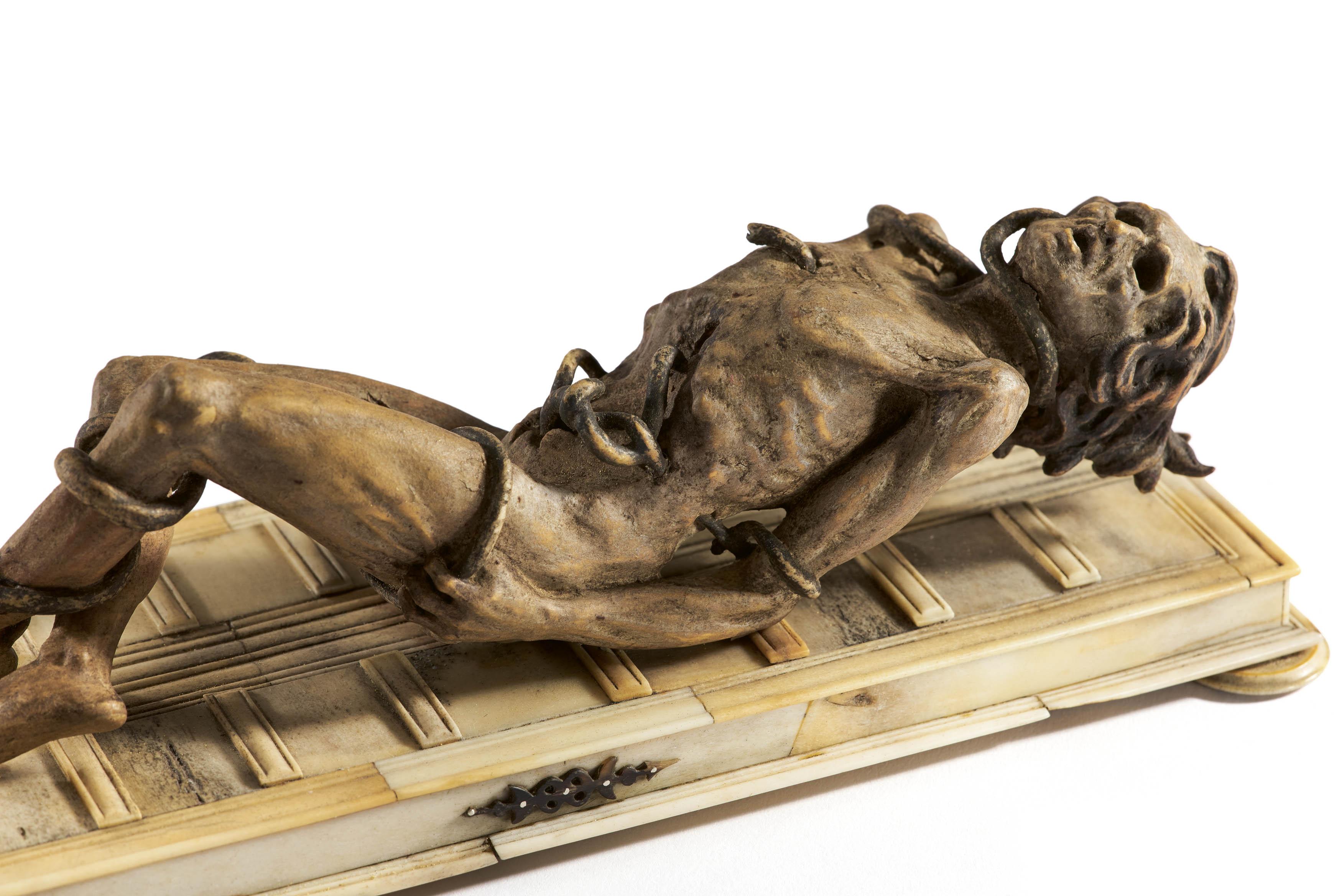 DRAMATIC PORTRAYAL OF A TORMENTED IN DEATH WITH CASKET - Image 2 of 11