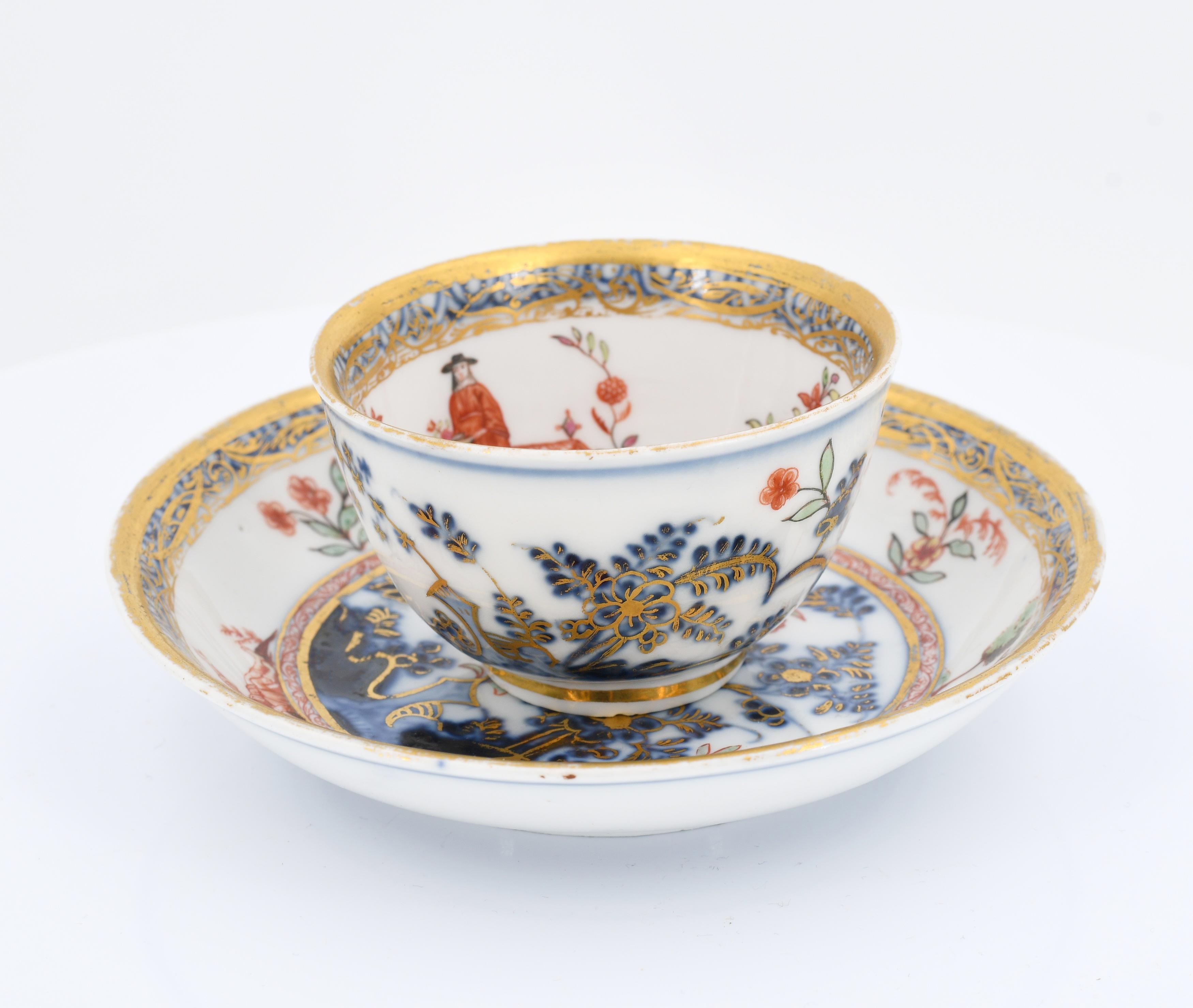 Cup and saucer with rock and bird décor - Image 6 of 8