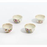 Four tea bowls with fruits and birds