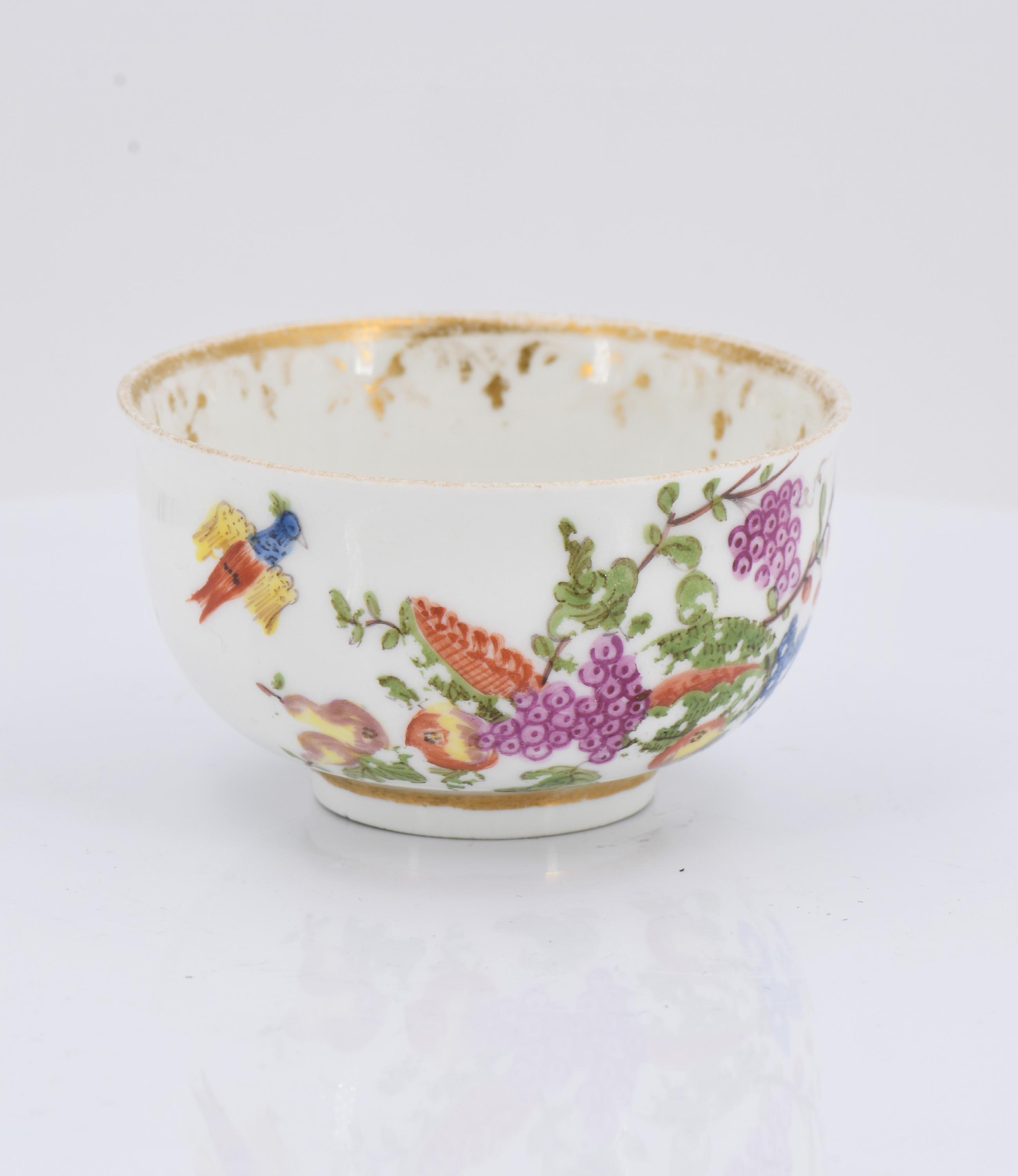 Four tea bowls with fruits and birds - Image 10 of 19