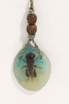Small oval pendant with insect