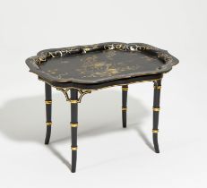 Regency Lacquer Tray with Floral Décor and Butterfly
