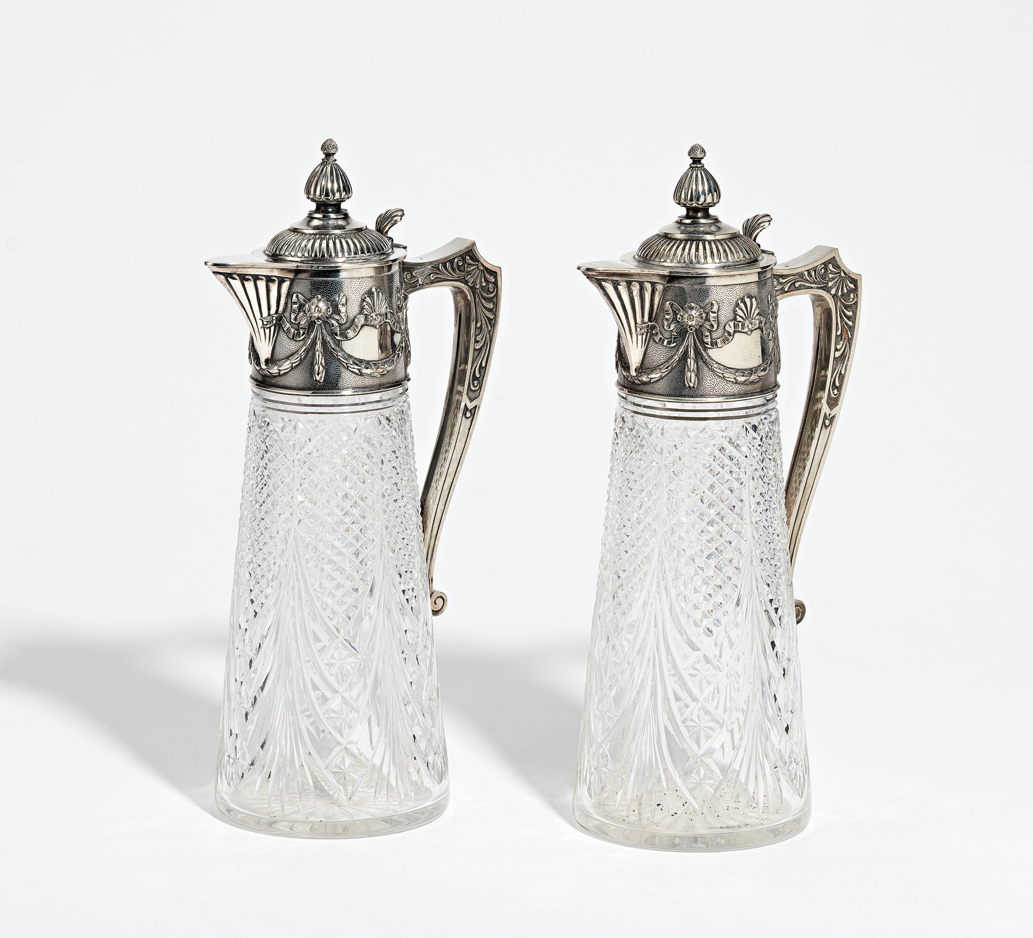 Pair of magnificent crystal carafes