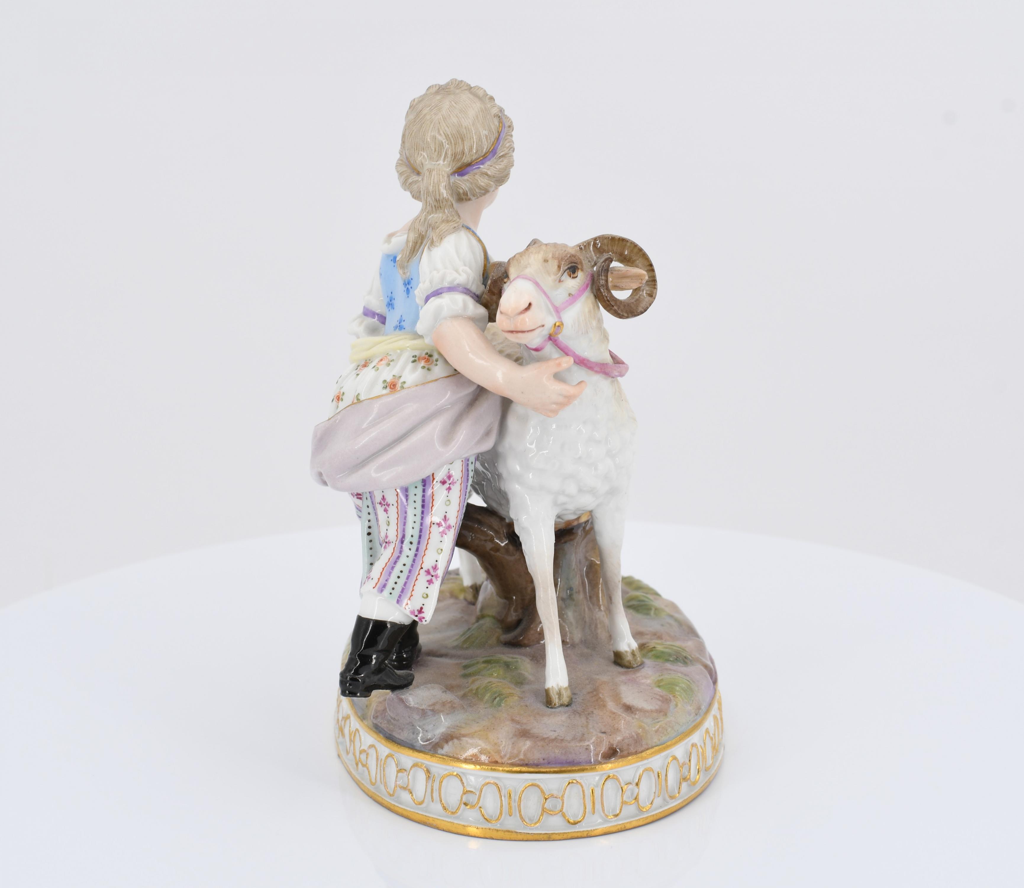 Girl with billy goat and girl with sheep - Image 5 of 11