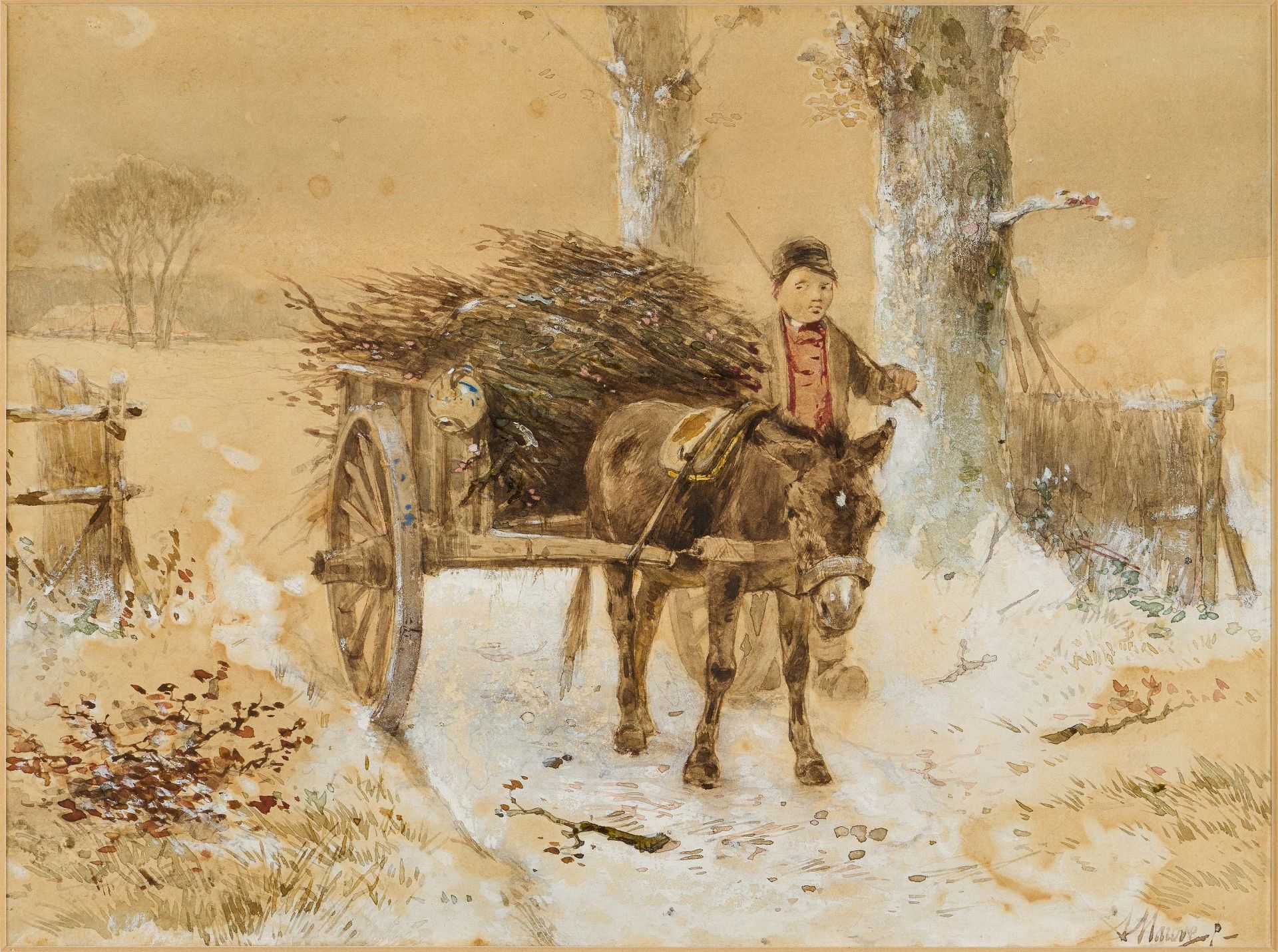 Anton Mauve: Boy with Donkey Cart