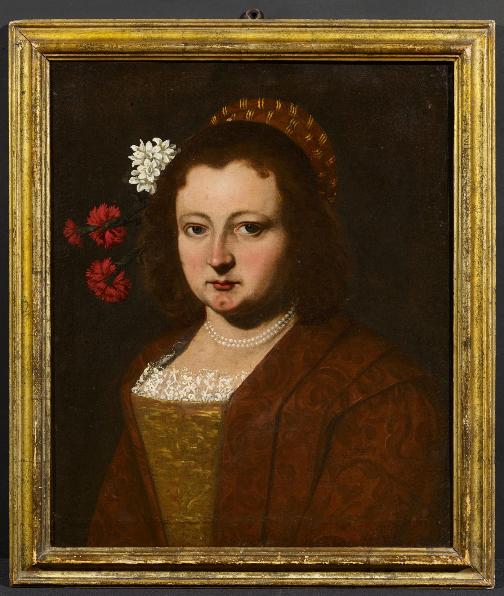 Carlo Ceresa: Porträt einer vornehmen Dame mit Blumen im Haar - Bild 2 aus 4