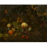 Jan Mortel: Stillleben mit Früchten auf einem Waldboden