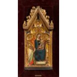 Simone di Filippo detto Dei Crocifissi: Thronende Madonna mit Kind, segnendem Erlöser, Engeln und ei