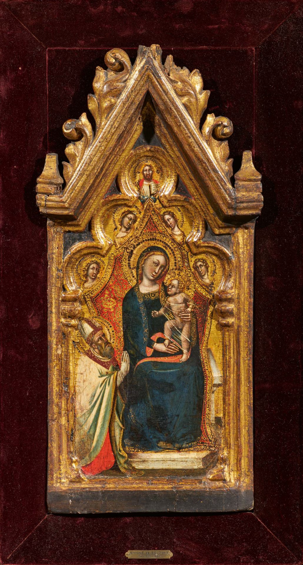 Simone di Filippo detto Dei Crocifissi: Thronende Madonna mit Kind, segnendem Erlöser, Engeln und ei