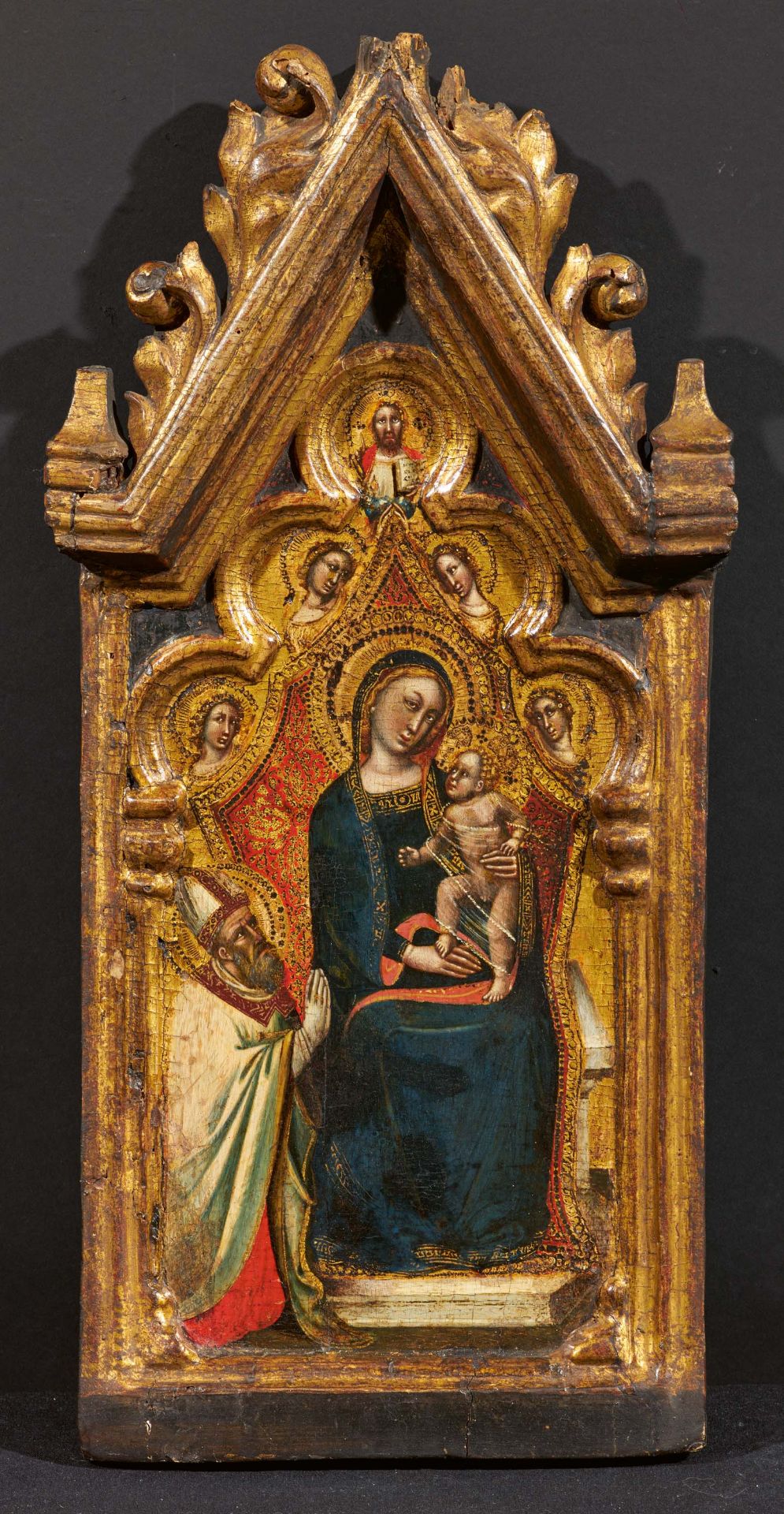 Simone di Filippo detto Dei Crocifissi: Thronende Madonna mit Kind, segnendem Erlöser, Engeln und ei - Bild 2 aus 7