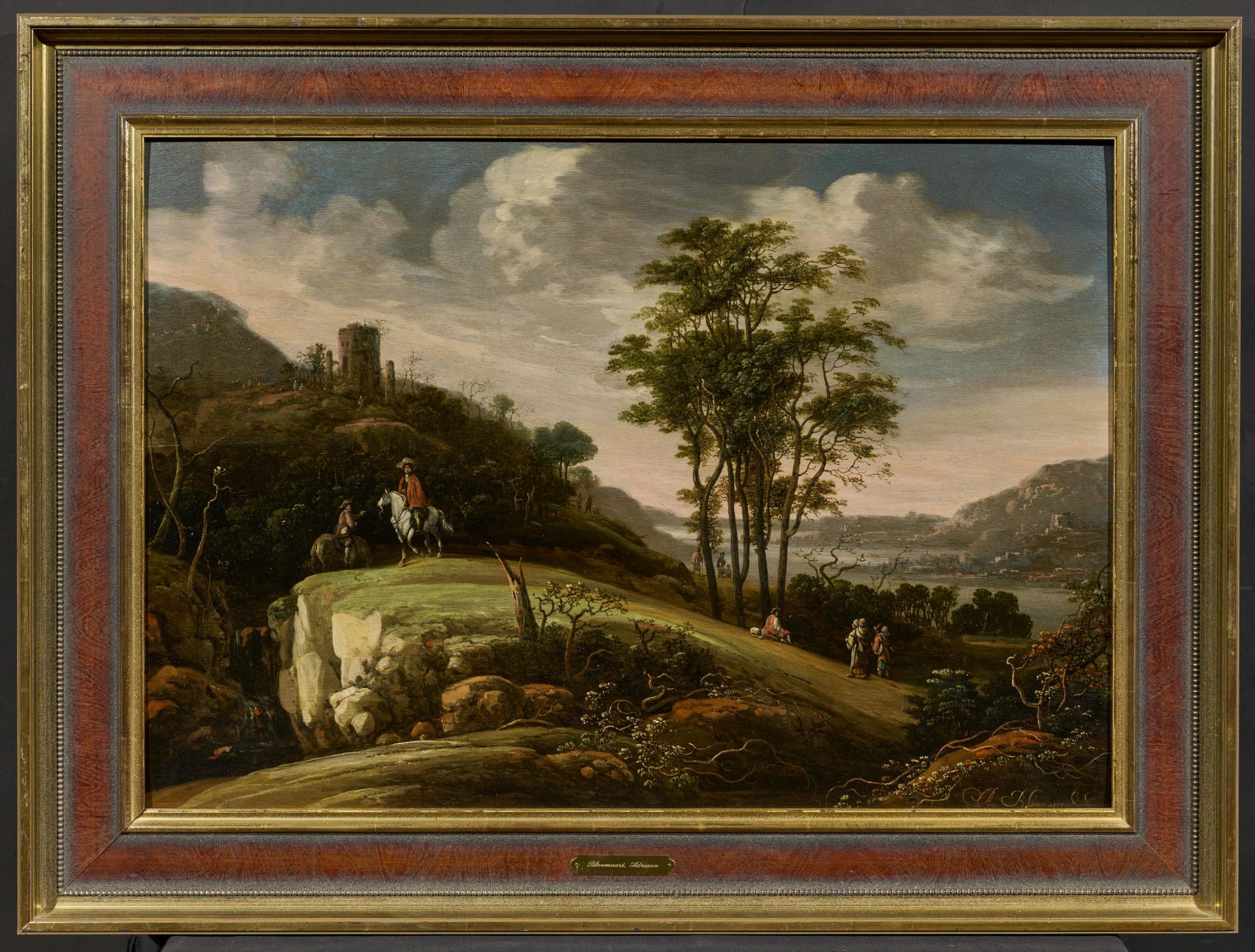 Abraham Blommaert: Wide Riverscape with Equestrian in front of a Castle Ruin - Image 2 of 4