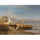 Oswald Achenbach: Wäscherinnen am Strand vor Neapel