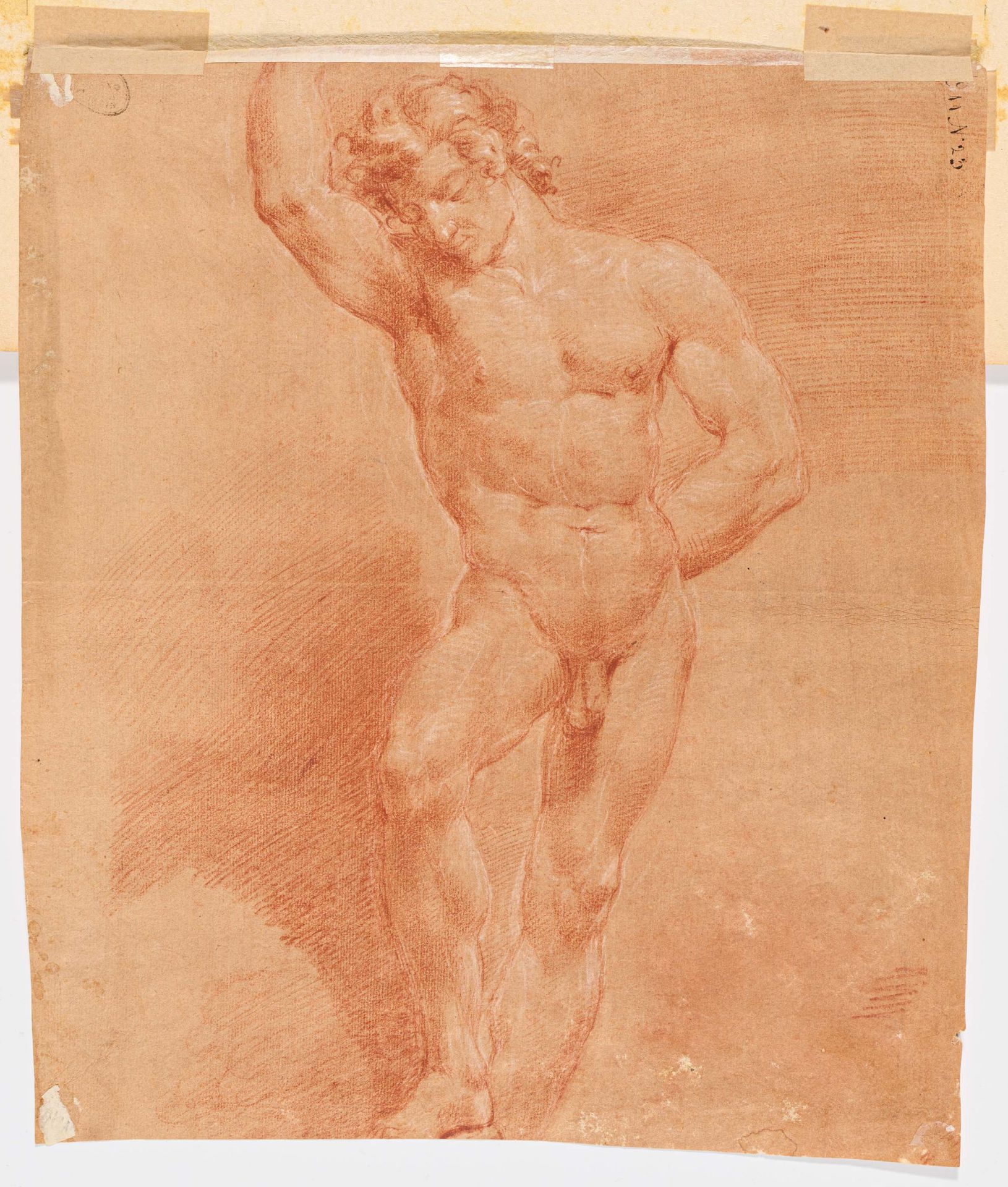 Bolognese School: Male Nude (Preliminary Study for Christ's Deposition?) - Image 2 of 2