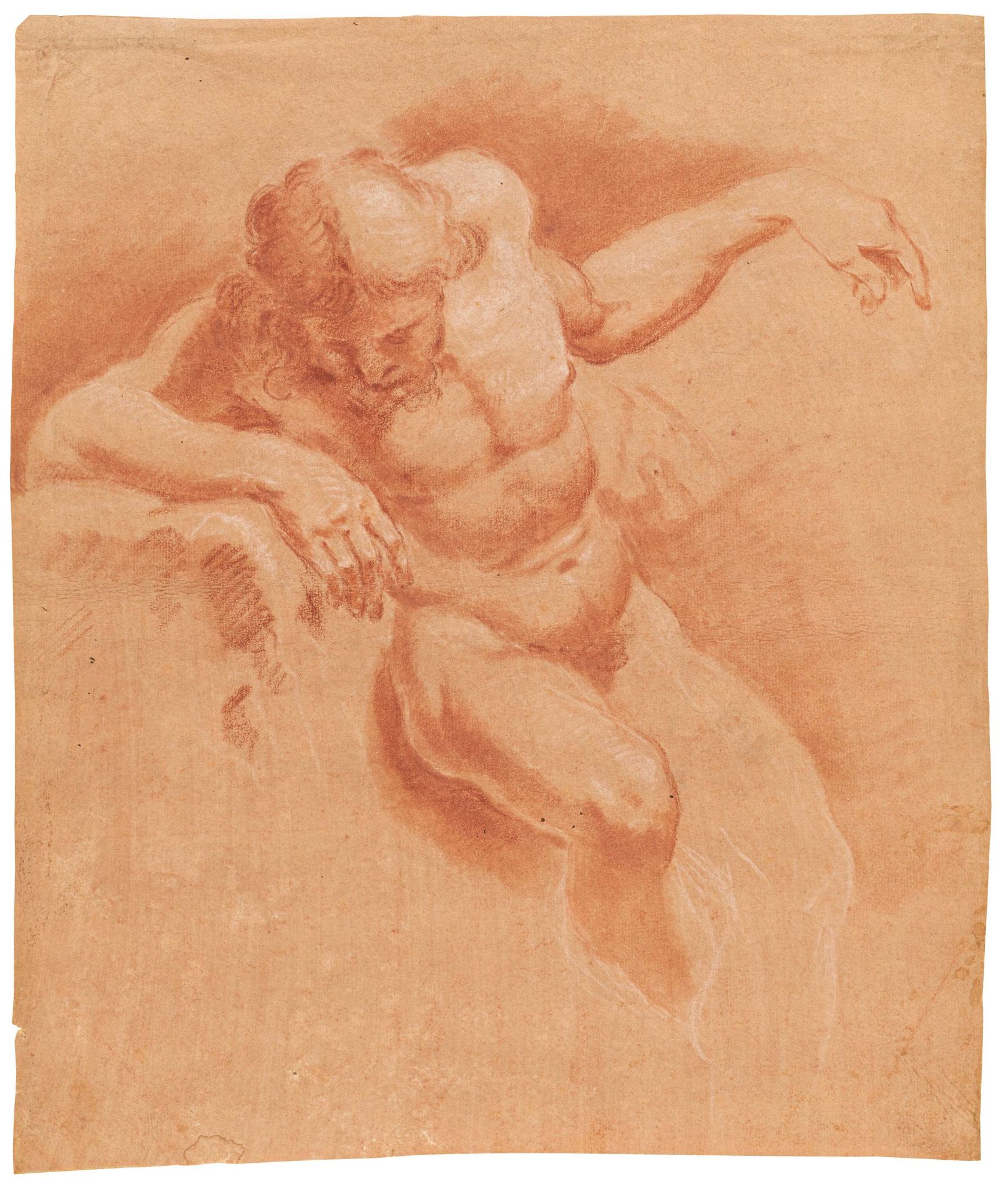 Bolognese School: Male Nude (Preliminary Study for Christ's Deposition?)