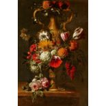 Jacobus Melchior van Herck: Blumenstillleben in einer skulptierten Amphore