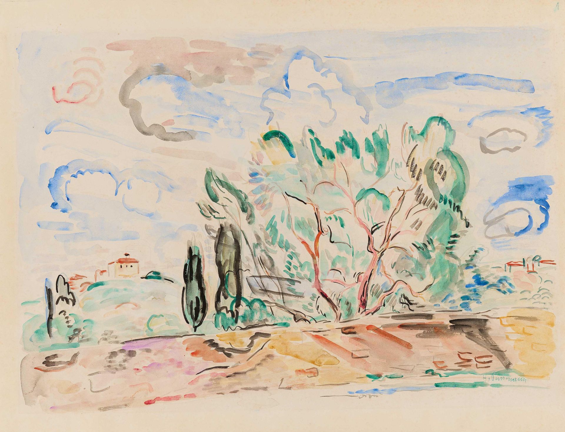 Hans Purrmann: Landschaft bei Florenz