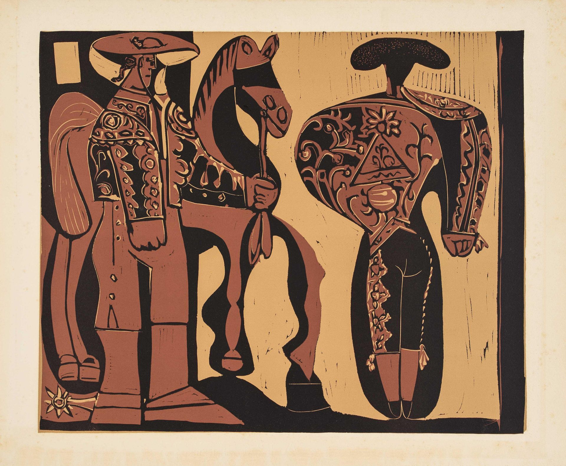 Pablo Picasso: Picador et torero attendant le paseo de cuadrillas