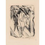 Ernst Ludwig Kirchner: Dame im Regen (Cocotte vor Schaufenster auf weiß)