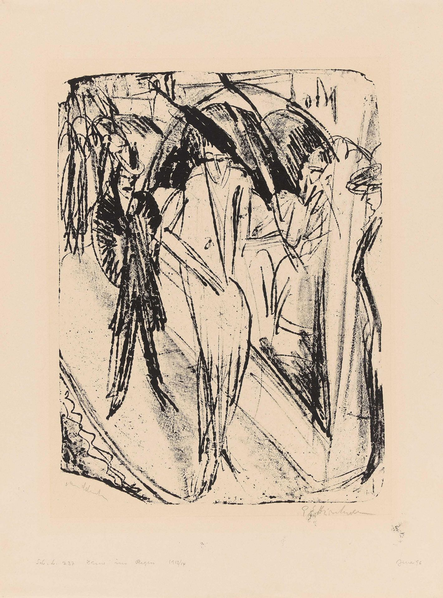 Ernst Ludwig Kirchner: Dame im Regen (Cocotte vor Schaufenster auf weiß)