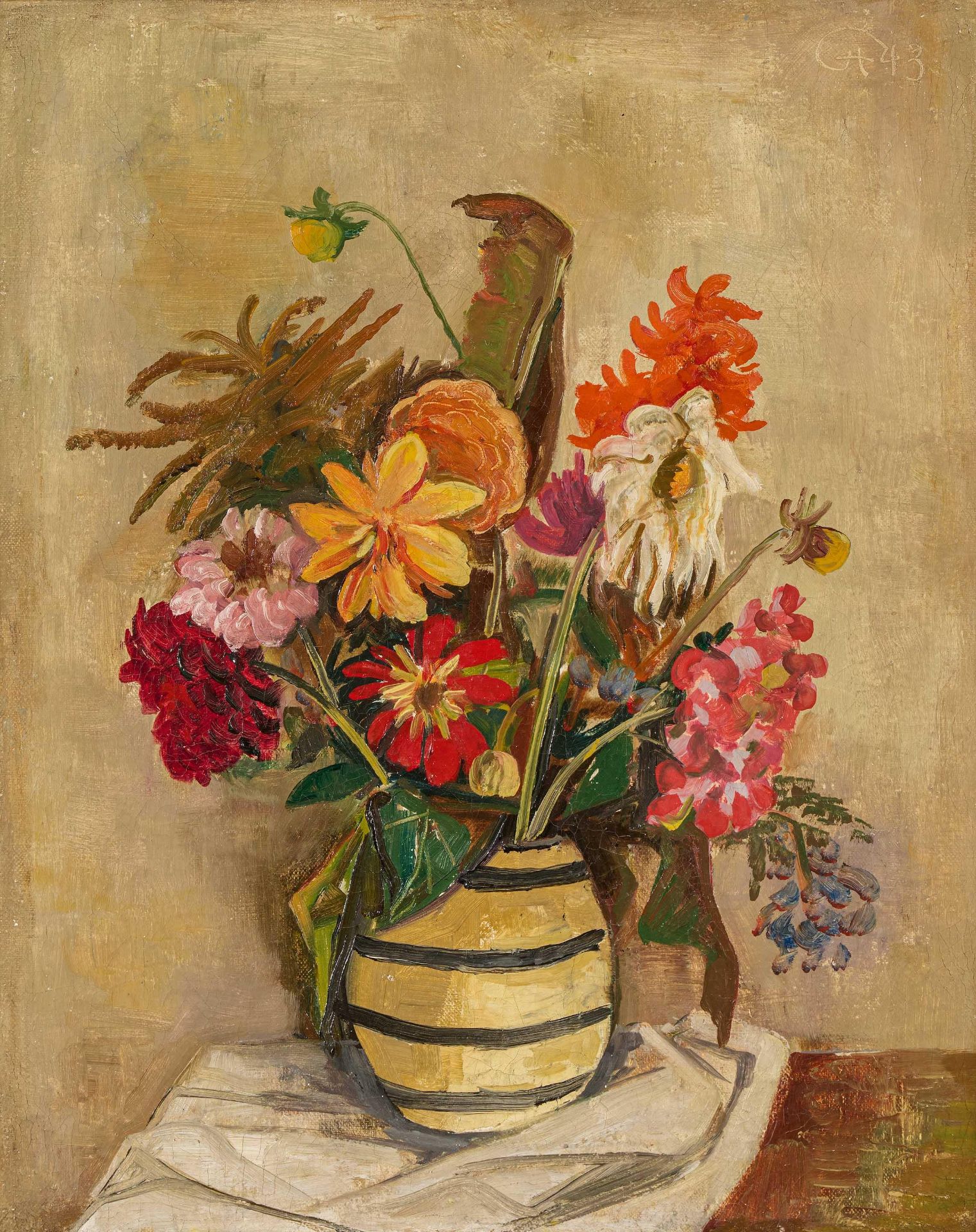 Karl Hofer: Blumenstillleben (Sommerblumen in einer Vase)