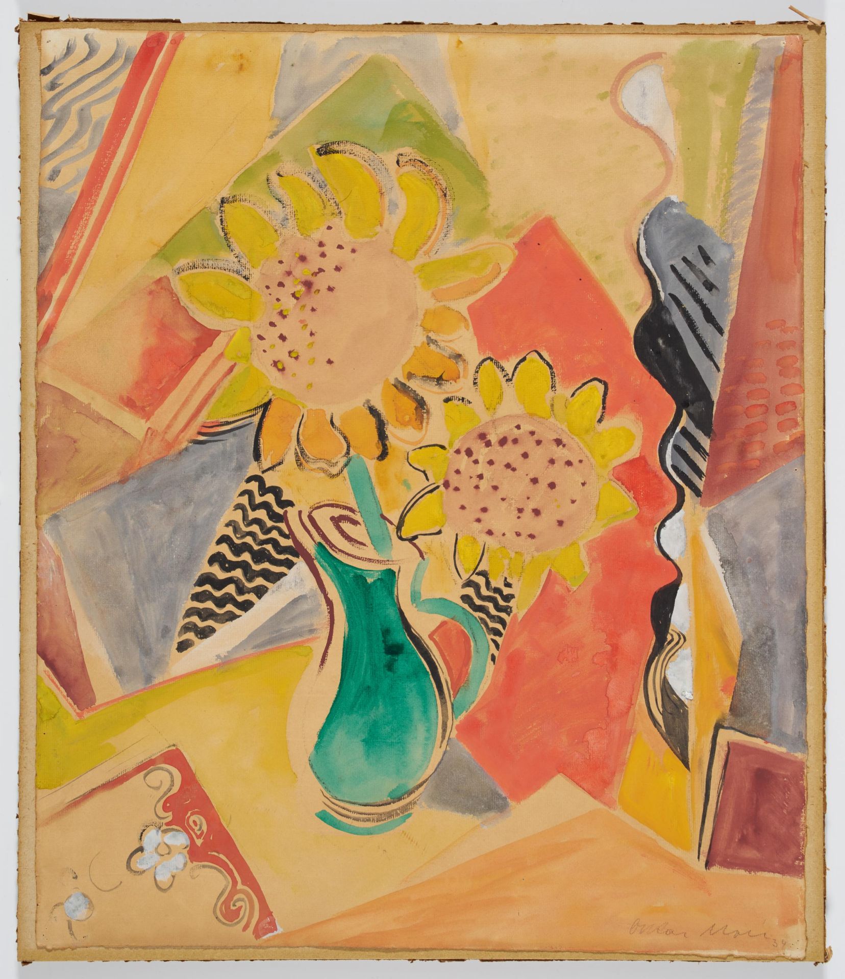 Oskar Moll: Sonnenblumen in grüner Vase - Image 2 of 3