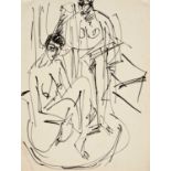 Ernst Ludwig Kirchner: Stehender und sitzender Akt im Tub