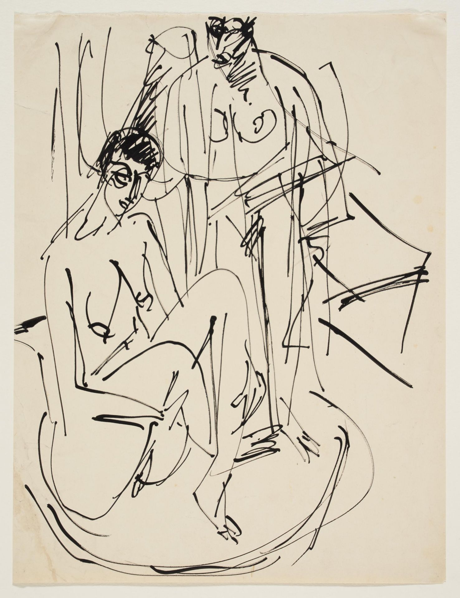 Ernst Ludwig Kirchner: Stehender und sitzender Akt im Tub - Image 2 of 4