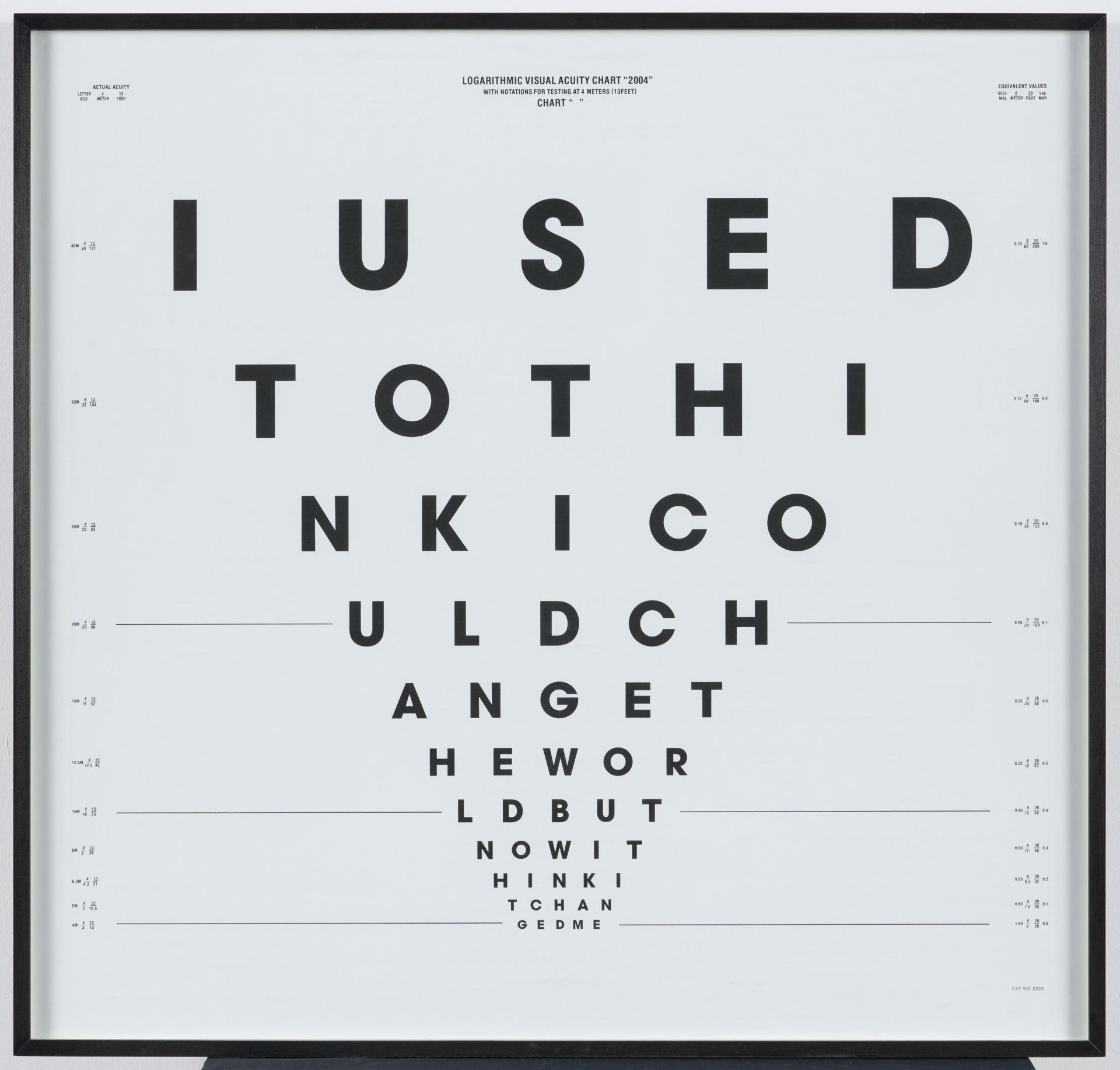 John Isaacs: I used to think I could change the world but now I think it changed me (Eye Chart) - Image 2 of 4