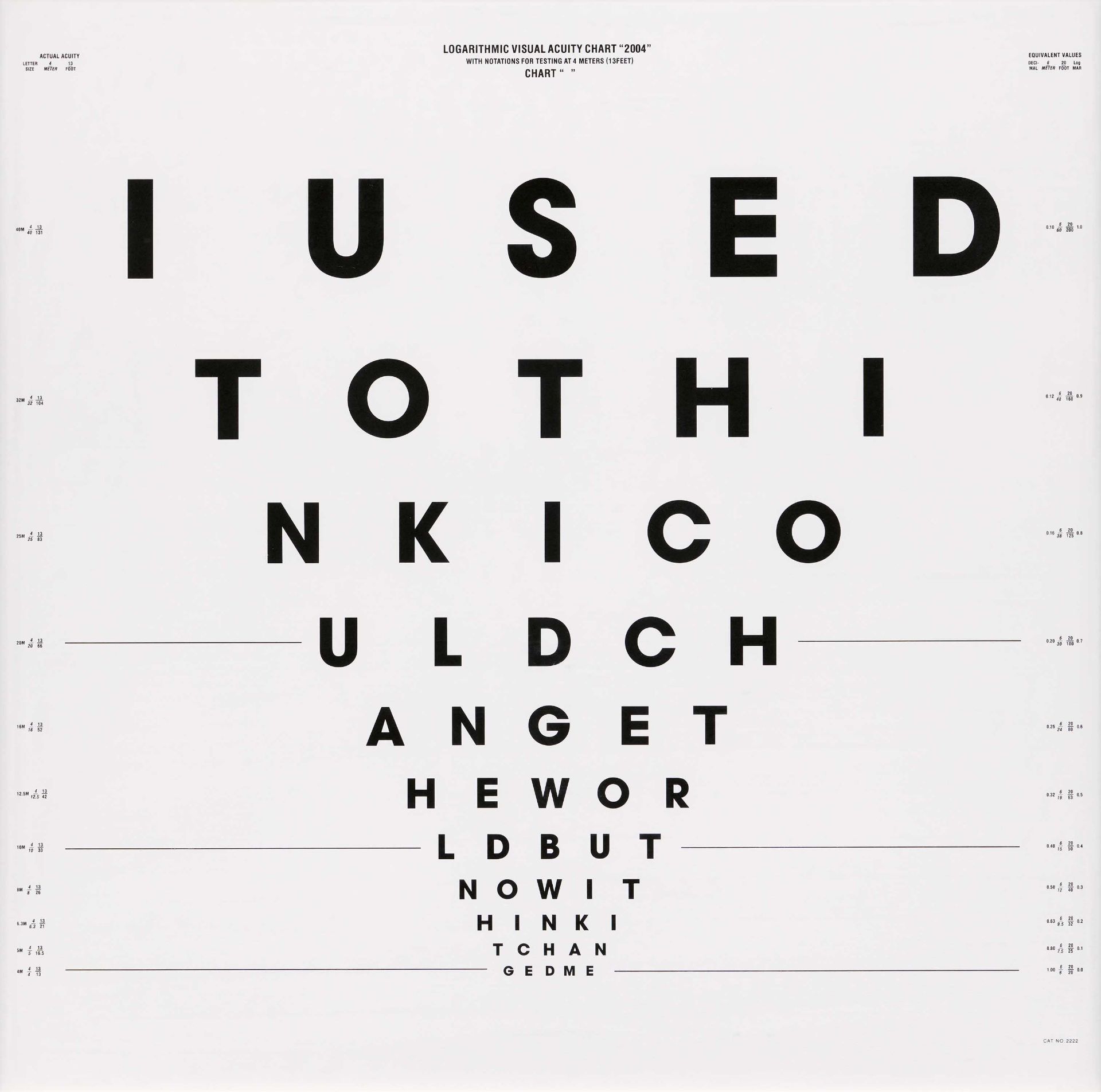 John Isaacs: I used to think I could change the world but now I think it changed me (Eye Chart)