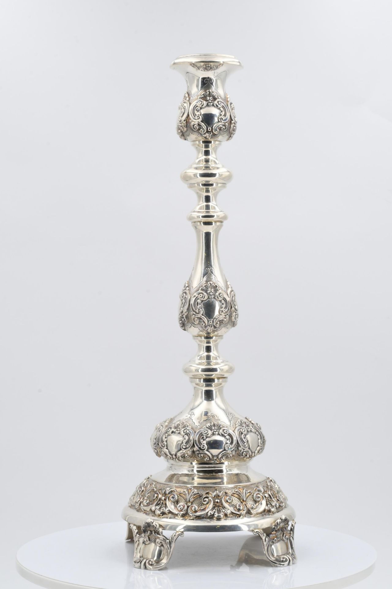 Pair of large candlesticks with baluster shaft - Image 5 of 13