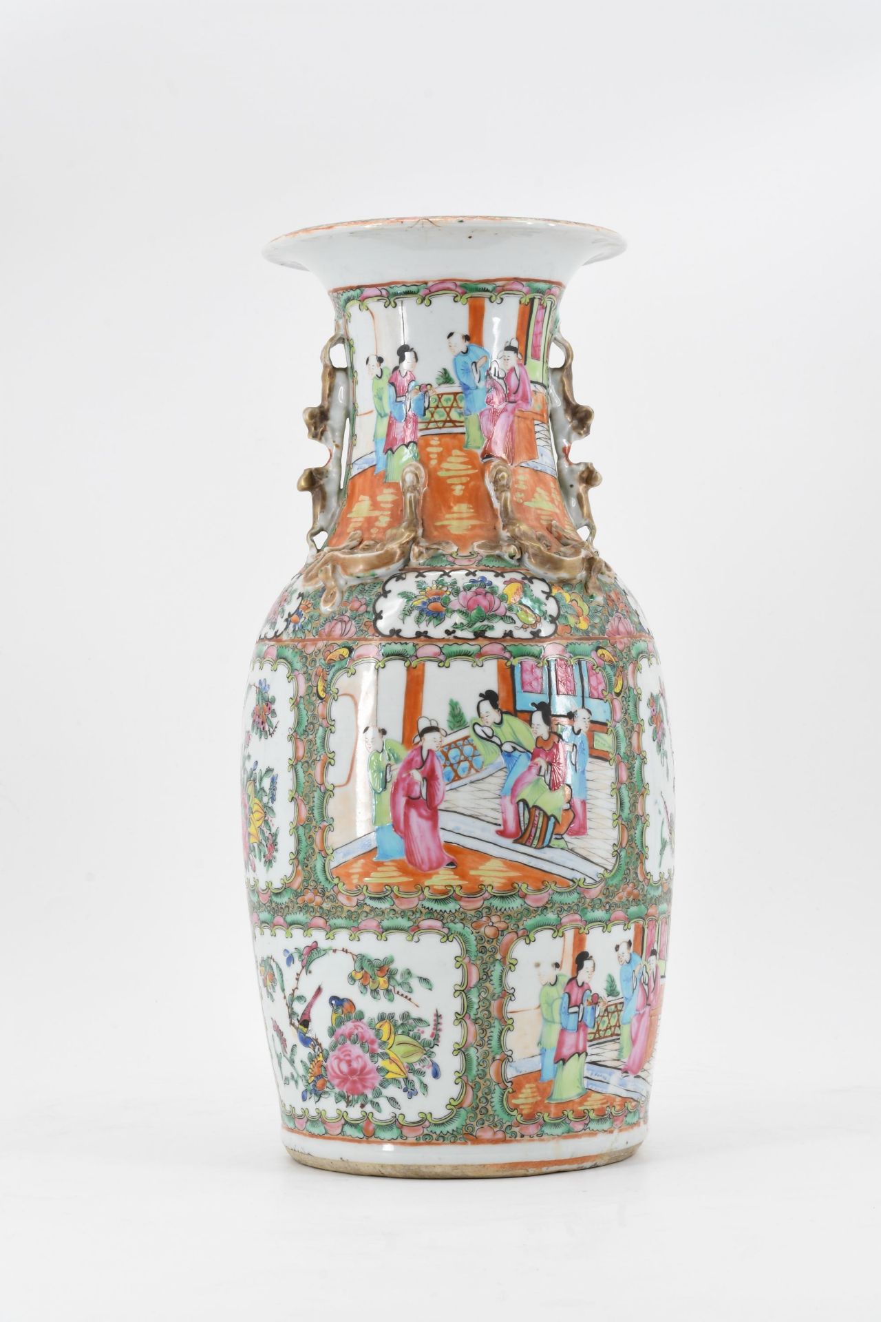 Canton style famille rose baluster vase - Image 2 of 3