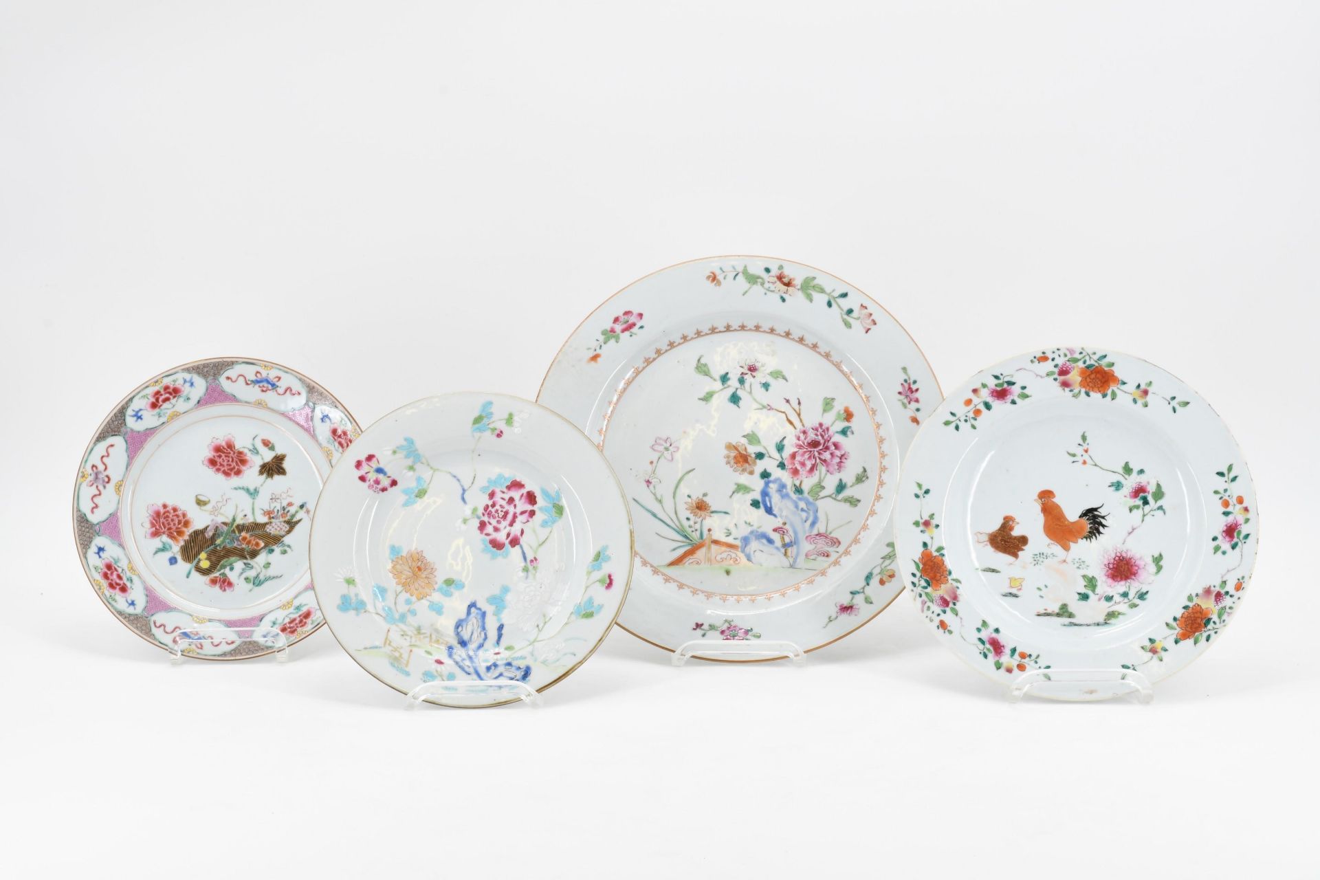 Four famille rose plates