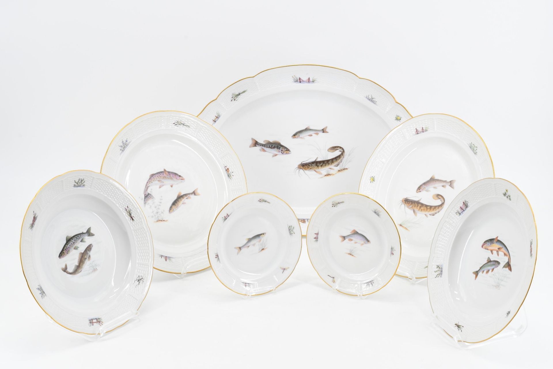 Dinner service with fish decor for 6 persons - Image 3 of 27