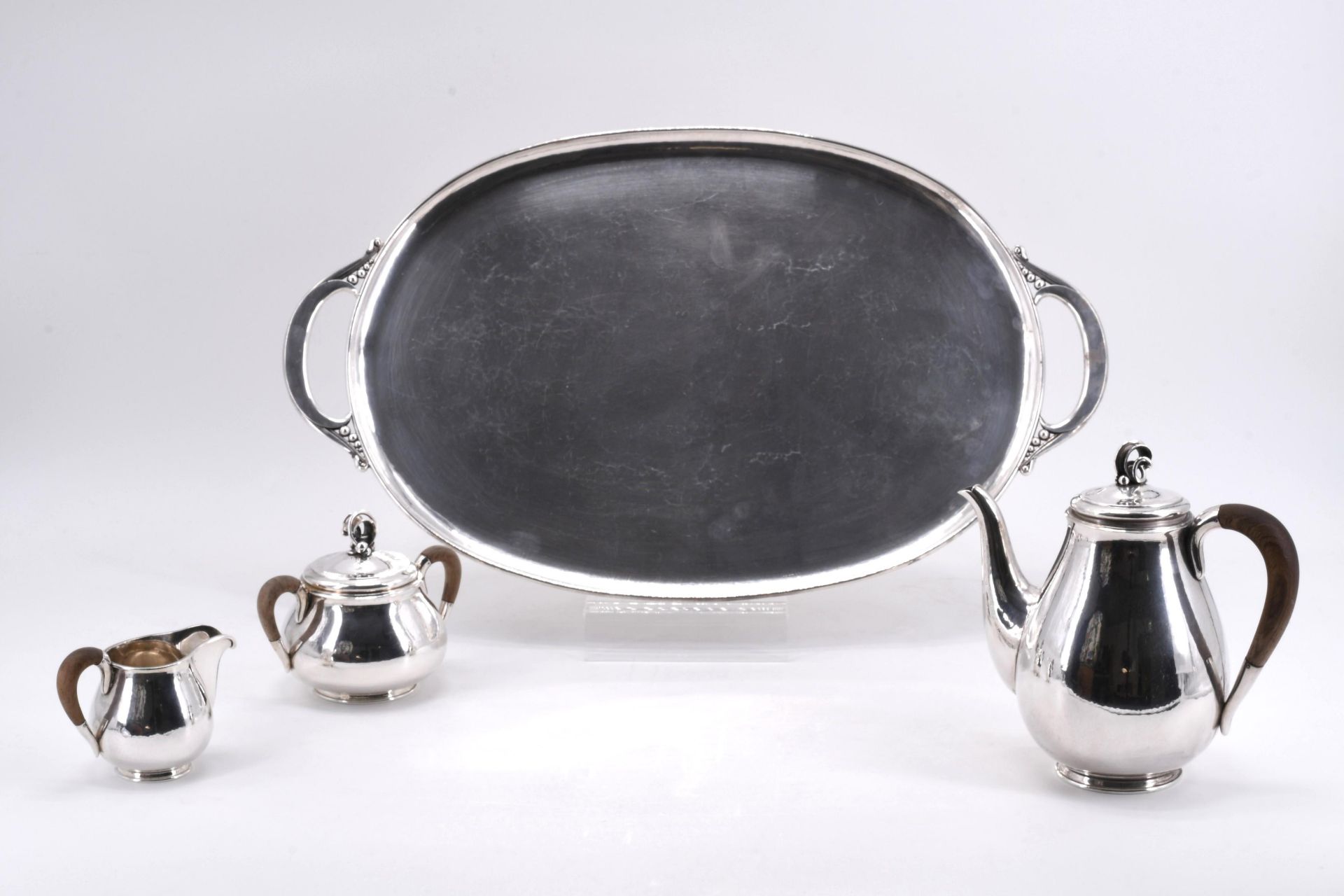 Coffee set with martellé surface and vegetal knobs - Image 2 of 21