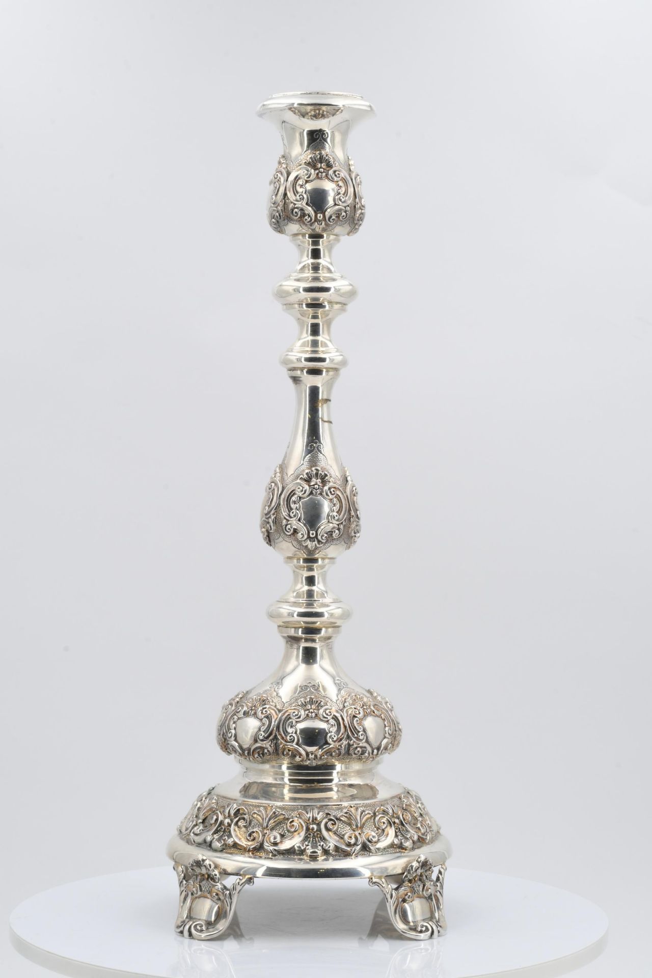 Pair of large candlesticks with baluster shaft - Image 8 of 13