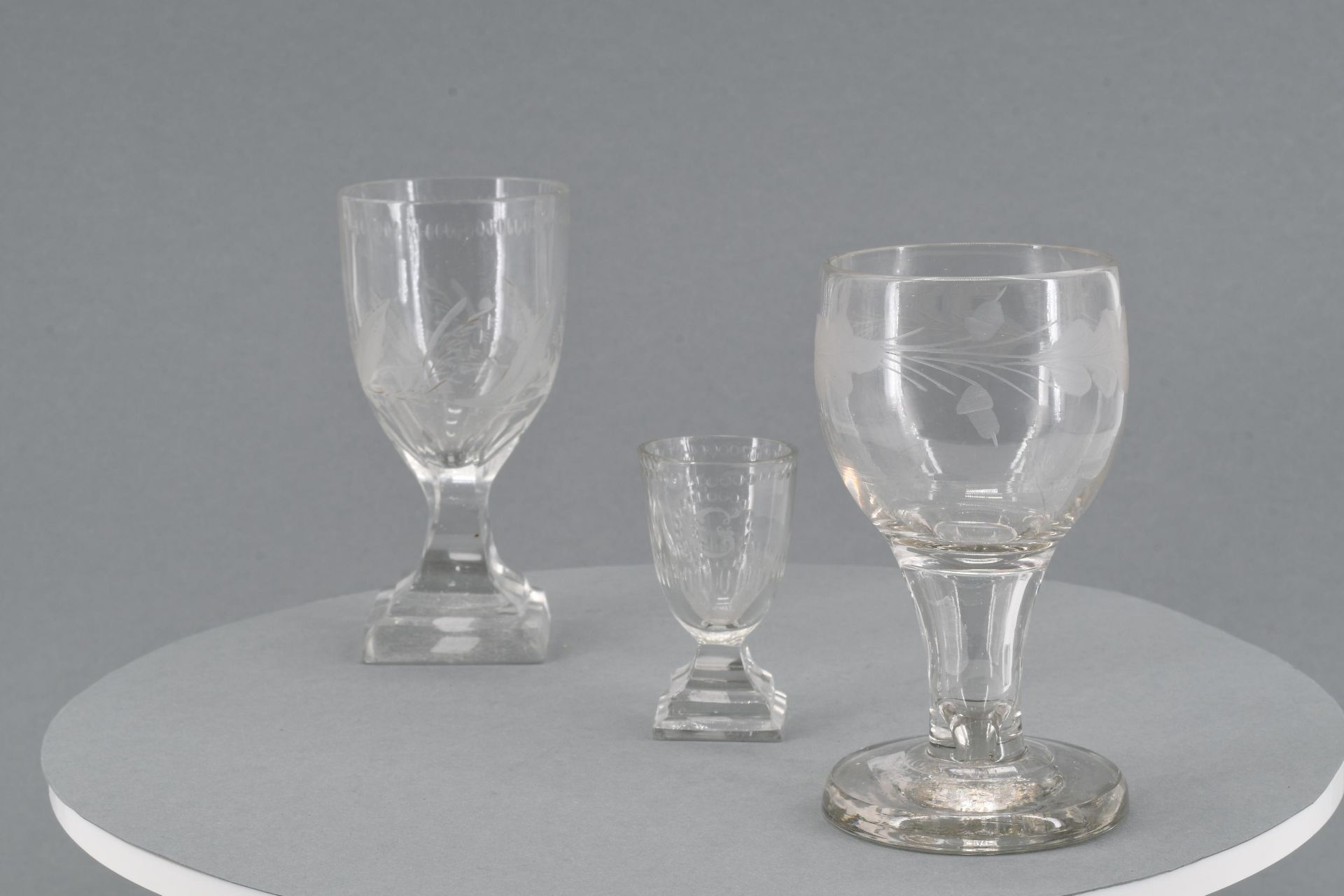 Goblet with monogram and schnapps glass with blue rim - Image 12 of 15