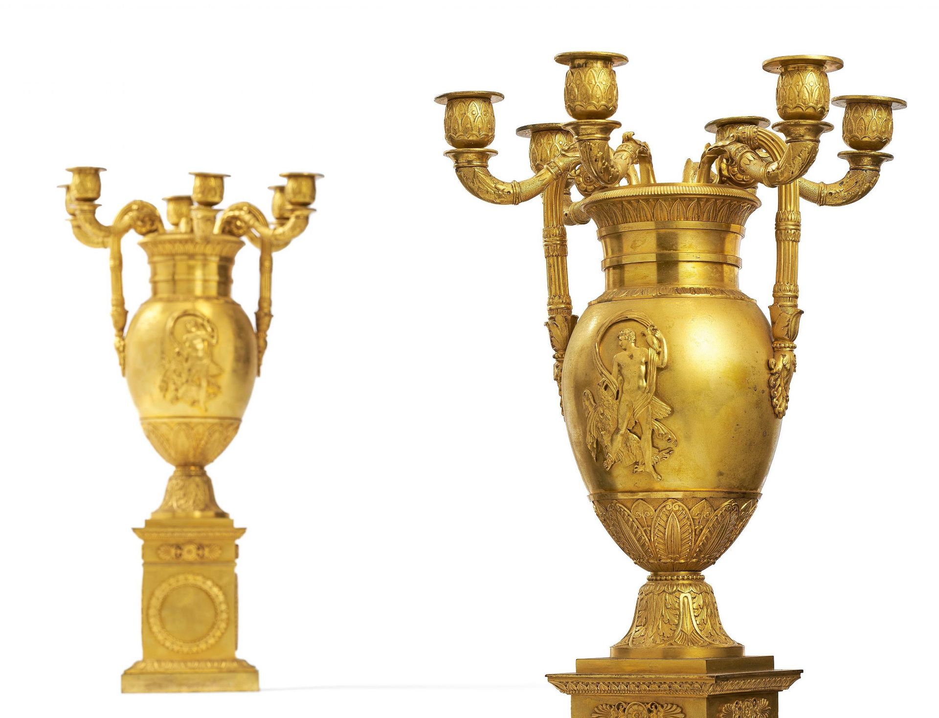 Pair of exquisite vase-shaped Empire candlesticks