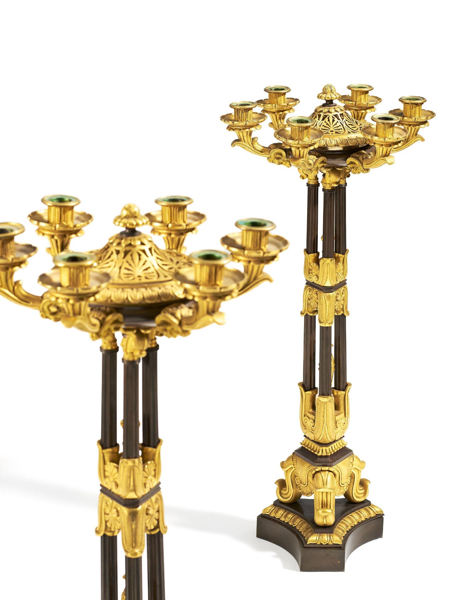 Pair of large girandoles with ram decor